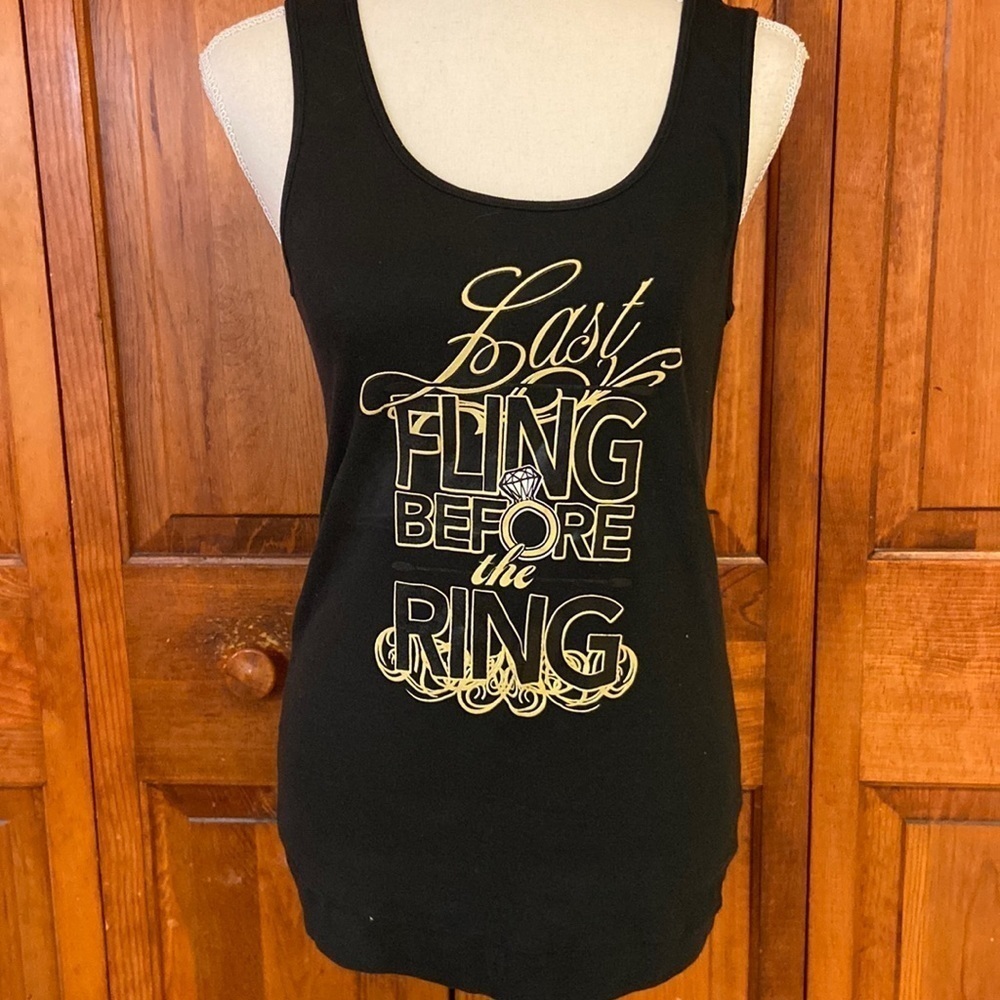 District Graphic Tank Bachelorette Party Black/Gold Last Fling Before the Ring